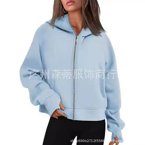 Women's hooded chain short standing collar hoodie
