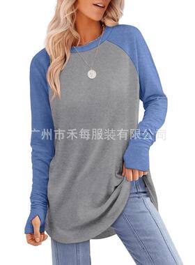 Womens Sleeve Tunic Tops Leggings Thumb Holes Crew Neck