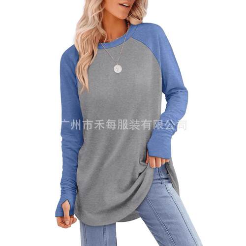 Womens Sleeve Tunic Tops Leggings Thumb Holes Crew Neck
