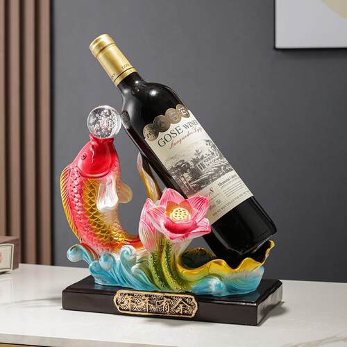 年年有余酒架酒柜装饰品摆件新中式客厅办公室电视柜荷花鲤鱼摆设