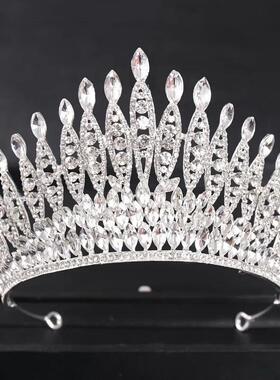 Silver Color Crystal Queen Big Crown Tiara Rhinestone Weddin
