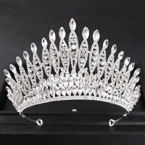 Silver Color Crystal Queen Big Crown Tiara Rhinestone Weddin