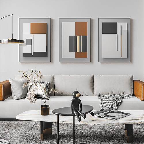 何现代简约厅装饰画几何拼接大QX202210幅沙发落客挂地画玄关酒几