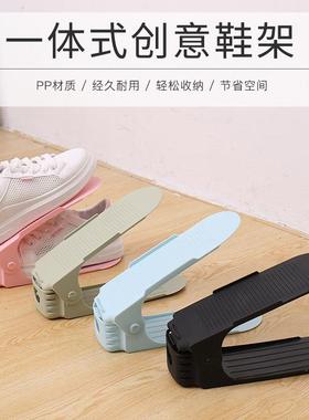 A space-saving, two-tier shoe rack that serves as a versatil