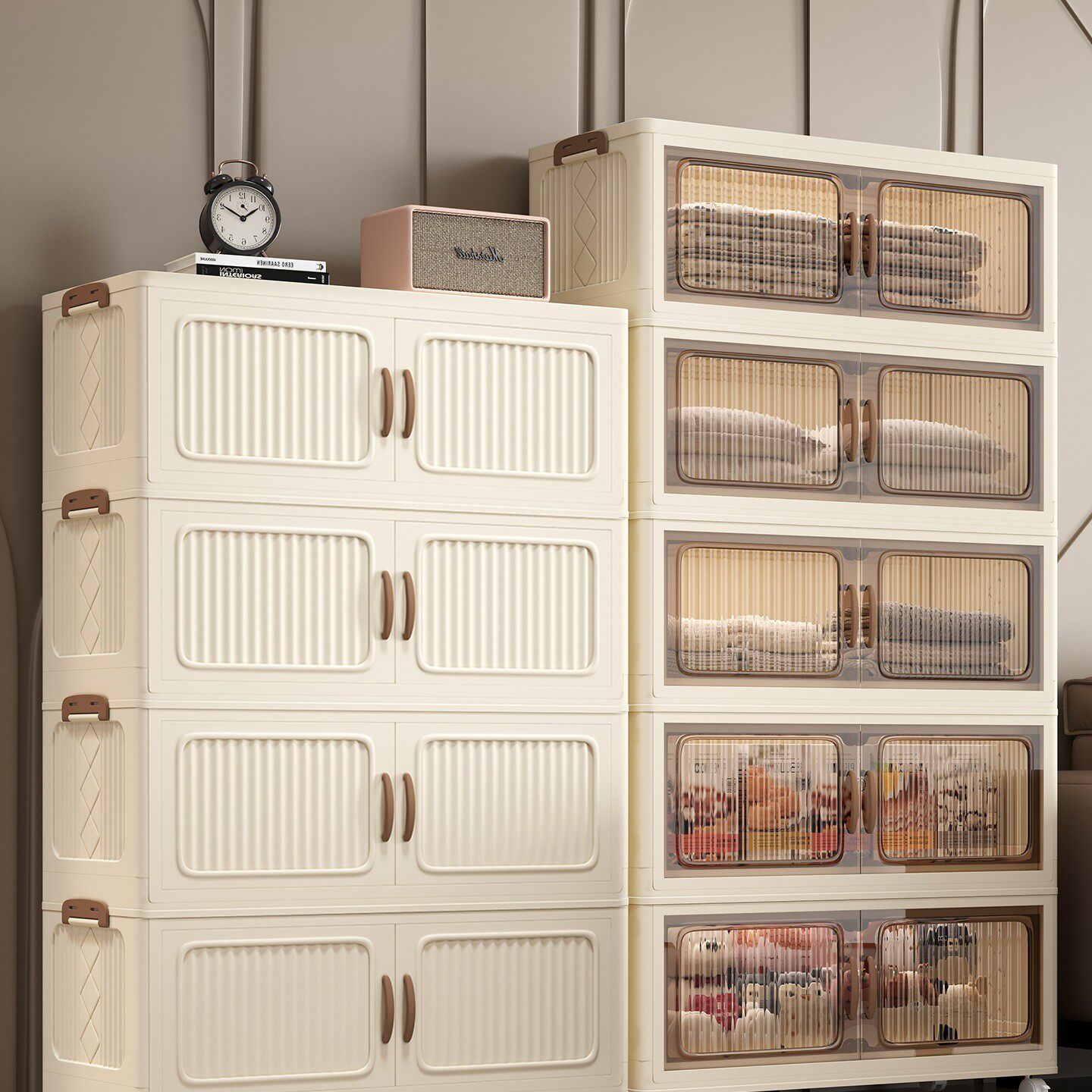 免安装折叠收纳箱多层塑料箱多功能家用卧室客厅杂物储物柜可移动