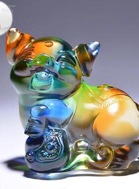 源盛集珍桌面汽车琉璃猪猪摆件水晶猪饰品招财吉祥物生肖生日礼物