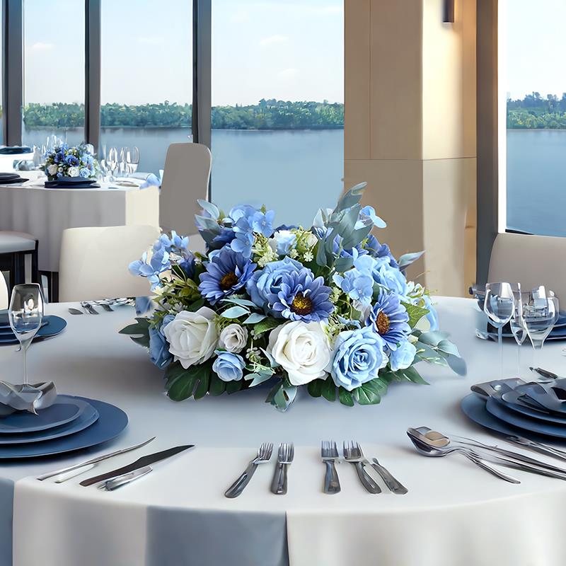 合天台华莲餐厅酒店桌花摆件CDC百盘款圆餐桌花摆花饭桌店桌面转