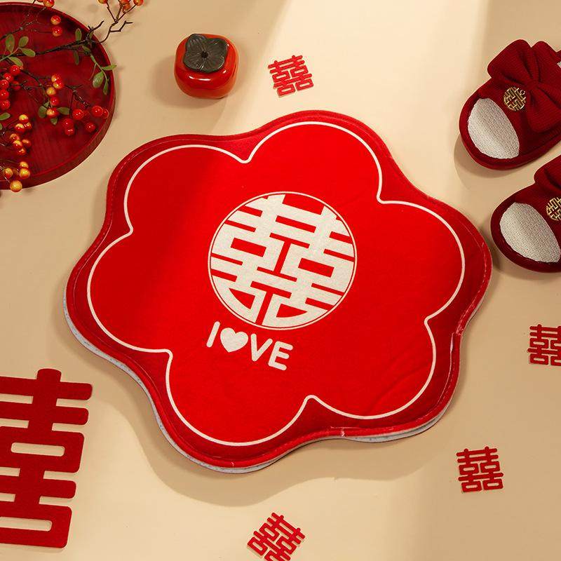 花型结婚红色地垫床边毯婚房装饰布置进门入户门垫客厅喜庆喜字垫,居家布艺,地毯,淘宝优惠券,粉丝福利购,淘宝优惠卷