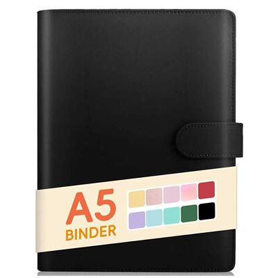 A5 Binder PU Leather 6-Ring Notebook Binder Cover for A5 Fil