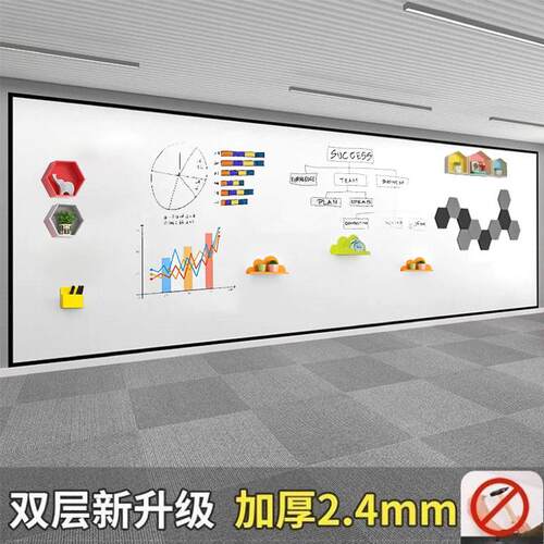 加厚哑面双层磁性白板墙贴办公会议磁力家用磁吸墙教学投影易擦写
