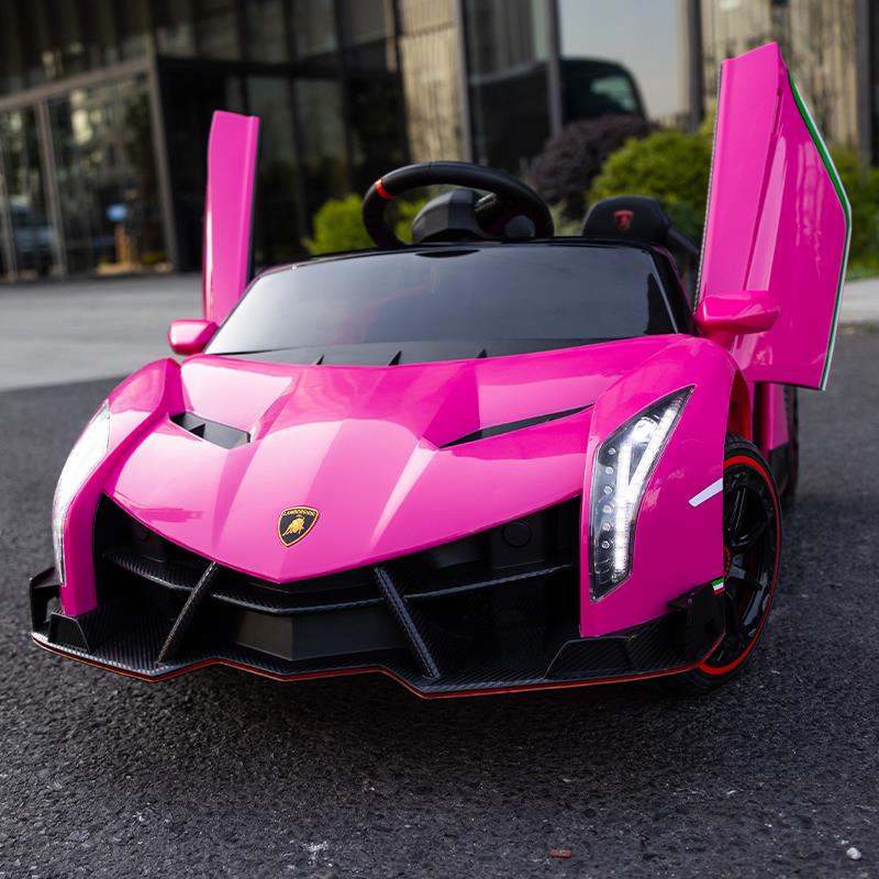 高档兰坐博基儿童电动车四轮遥控玩具车男女可宝宝儿童汽车可人尼