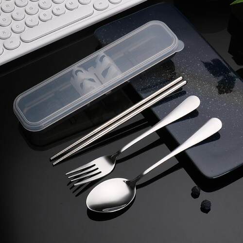 Stainless steel portable tableware spoon fork chopsticks set