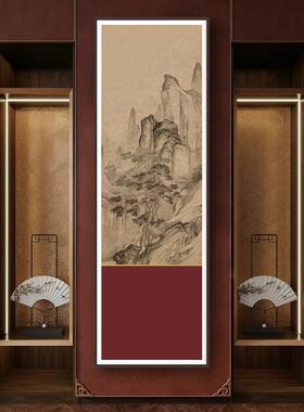 高档风景酒店大堂餐厅红色新中式装饰画大气走廊玄关竖版禅意挂画