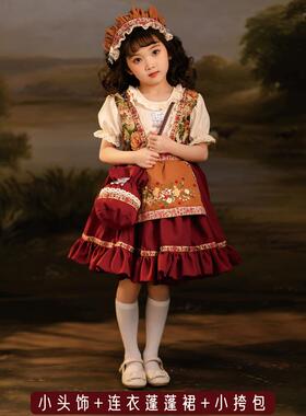 高档广西壮族服数装女童塔三月三少民族儿童服饰罗莉良改蓬蓬裙演