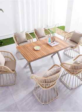 户外阳台庭院休闲藤椅室酒UOR外海防边晒店民宿创意防水桌椅组合