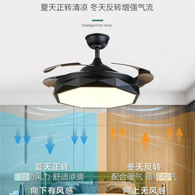 纯铜电机北欧吊扇灯餐厅简约客厅电扇吊灯卧室家用隐形风扇灯