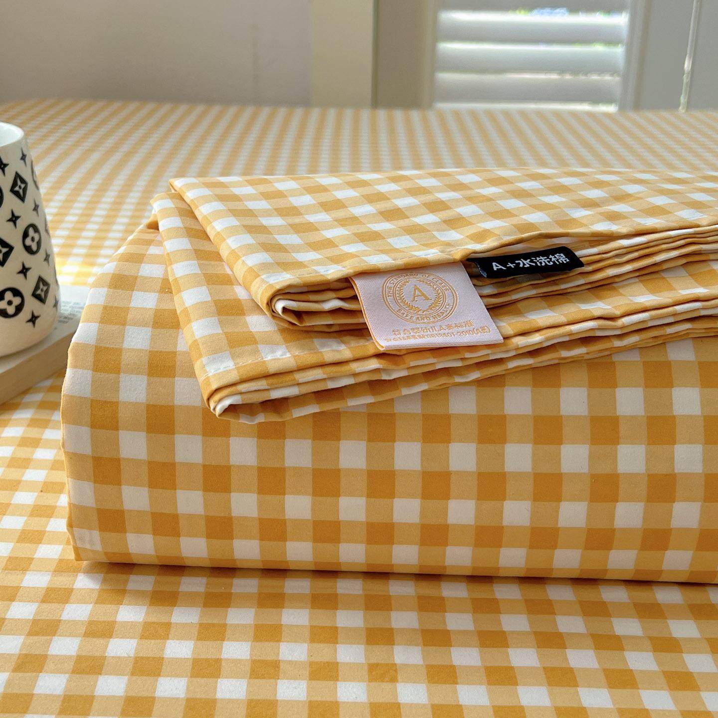 美式田园格子奶油风A类母婴级格子系列水洗棉床单三件套学生宿舍,床上用品,床单,淘宝优惠券,粉丝福利购,淘宝优惠卷