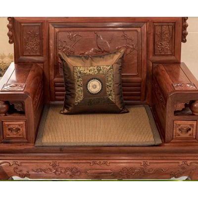 红木加厚沙发垫夏天款竹席中式简约藤席防滑实木凉席夏季坐垫