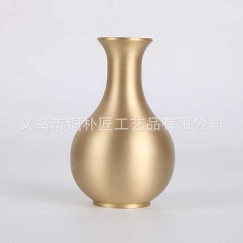 摆件 大高级奢现代客厅装饰品插花感干花花瓶简约创意 纯铜轻花瓶