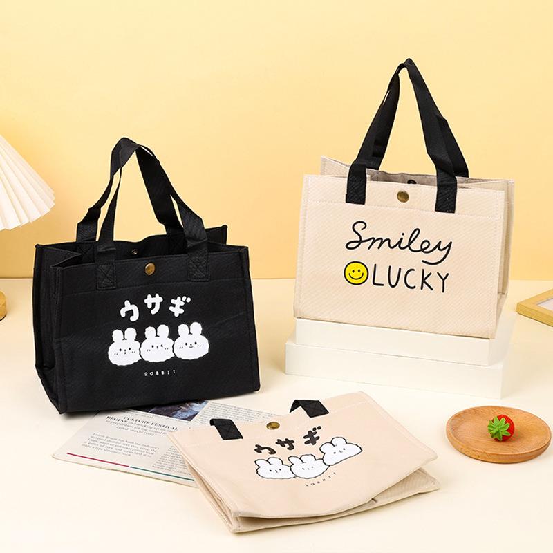 大容量卡通外出托特包学生女帆布包帆布袋上班通勤学生装书布袋包