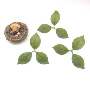 14厘米三叉年福树叶花环仿真花欧式花丝花配件人造假花圣诞叶