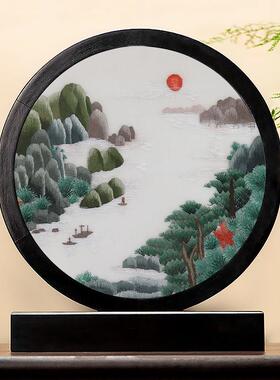 苏绣双面刺绣摆台桌面摆件古风新中式工艺礼品摆饰台屏摆设玄关国