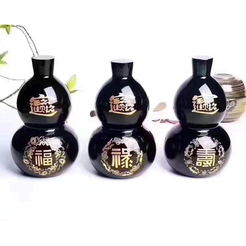 凤呈祥 厂供天然福 禄 寿黑曜石摆件 家居办公室风水摆饰