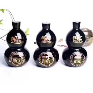 凤呈祥 厂供天然福 禄 寿黑曜石摆件 家居办公室风水摆饰