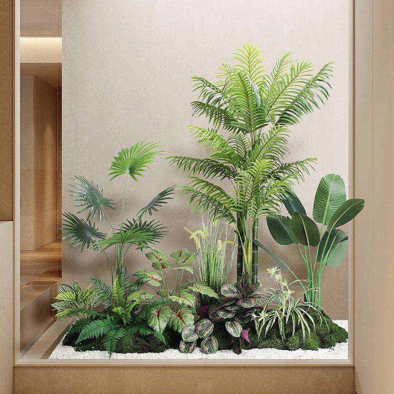 仿真绿植造景办公室隔断橱窗装饰景观楼梯下拐角室内大型绿植假树