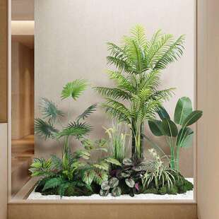 仿真绿植造景办公室隔断橱窗装饰景观楼梯下拐角室内大型绿植假树