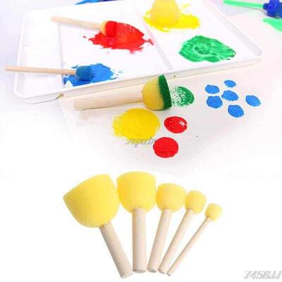 -Round Sponge Brush with Wood Handle Art Graffiti Painting