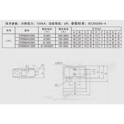 370RSM05H2 80KN 1600A2000A3000A AC800V可定 沪熔H型快速熔断器