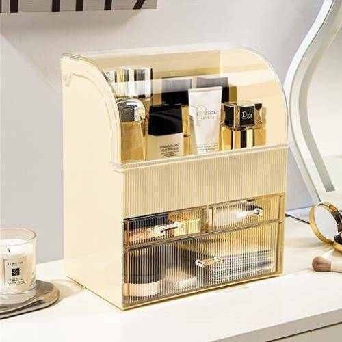 化妆品收纳盒网红桌面防尘护肤品梳妆台置物架子口红家用亚克力箱