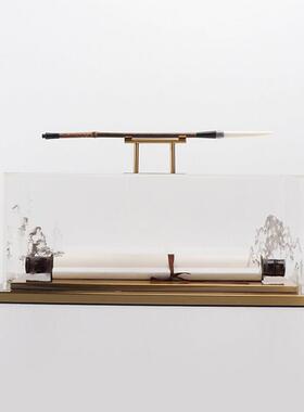 新中式毛笔创意客厅书房家居摆件样板房间办公桌酒柜玄关软装饰品