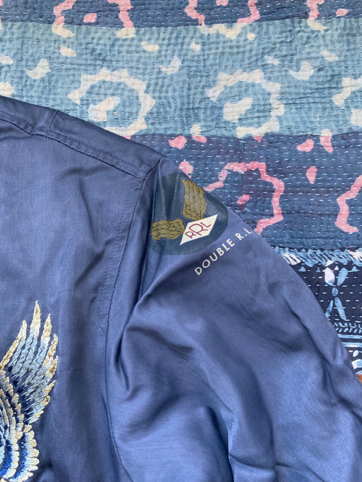 RRL Blue Eagle Embroidery Bomber Jacket — back