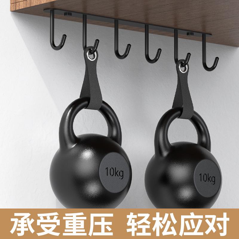 新款直销橱柜下挂钩 悬挂式304不锈钢厨房一排长条隔板下吊钩架杯图片