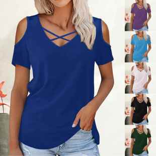 shirt women chest short sleeved neck cross for Women
