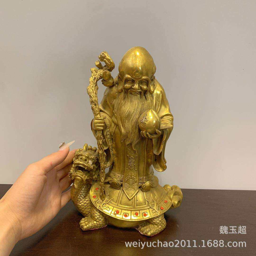 纯铜寿星仙鹤乌龟铜福禄寿摆件 福寿双全长命百岁福禄寿摆件