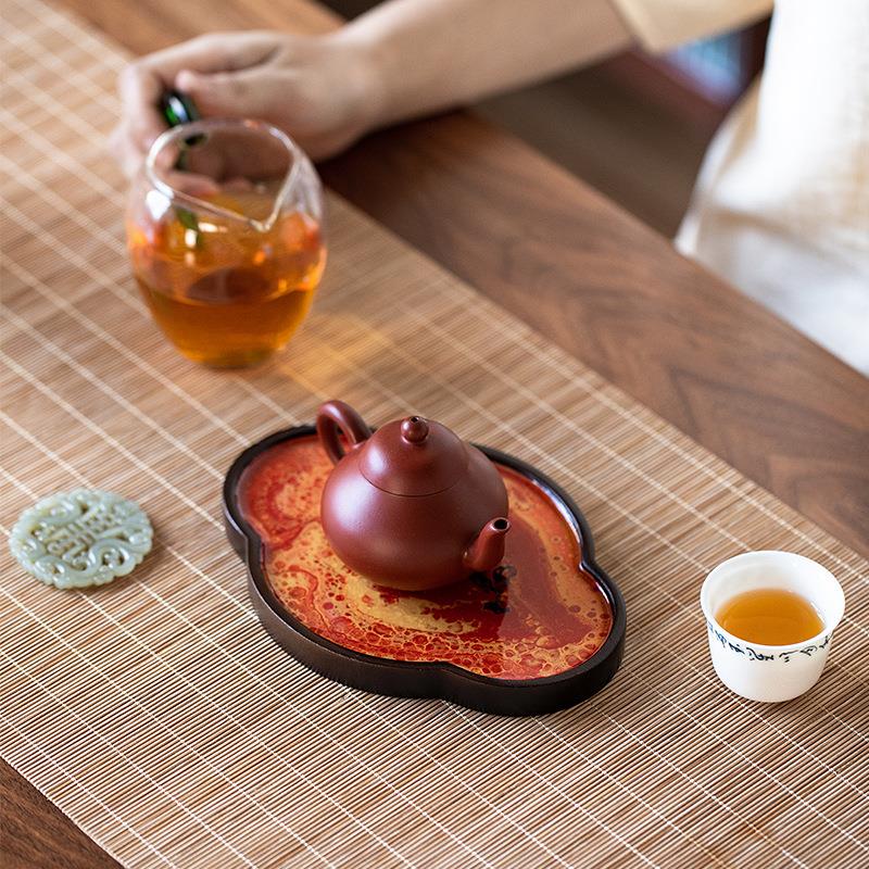 干泡台树脂托盘茶托新大漆茶盘小壶承茶承茶托盘创意干泡茶台杯垫