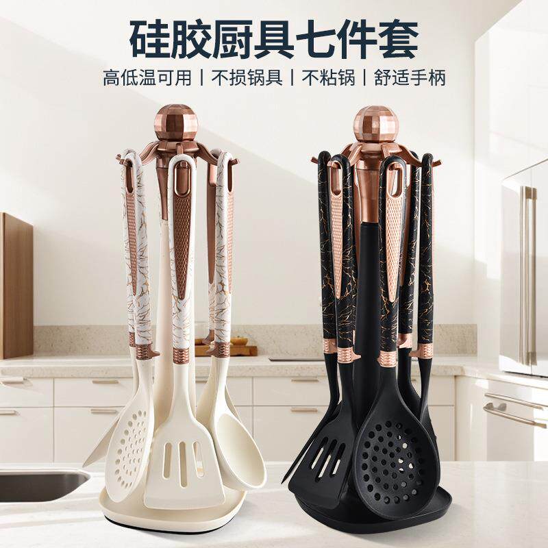 矽胶锅铲不沾锅专用家用耐高温炒菜铲子煎铲汤勺漏勺饭匙厨具套组
