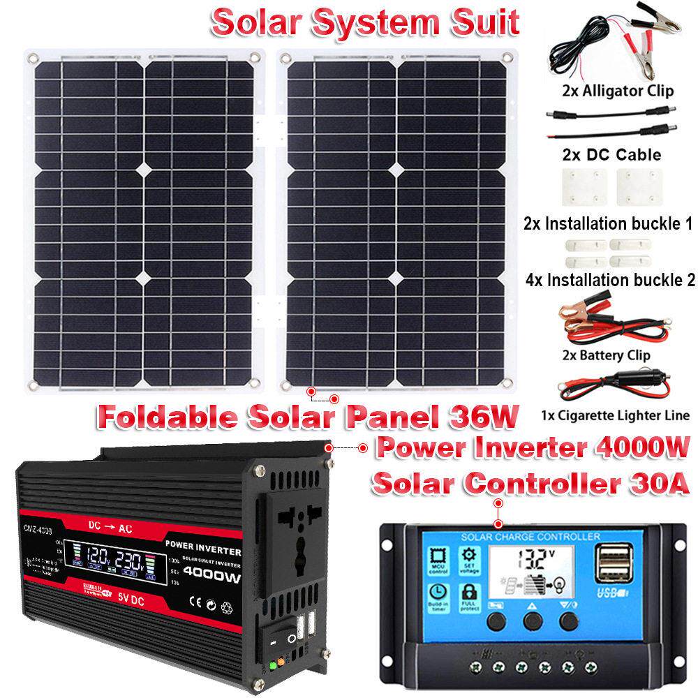 太阳能系统发电组合逆变器太阳能板控制器12V-220V110V太阳能系统
