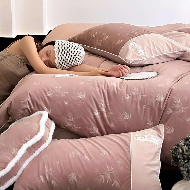 秋冬复古高级感鎏金绒四件套国风竹子加厚100S全棉磨毛被套床品,床上用品,床品套件/四件套/多件套,淘宝优惠券,粉丝福利购,淘宝优惠卷