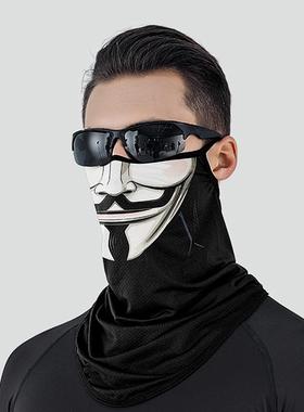 行护脸ETL冰罩丝面巾挂耳摩托车面男防晒防三沙尘复古角半脸骑脖