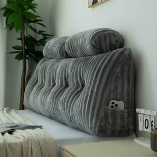 兔绒床头靠垫软包三角榻榻米大靠背垫网红卧室床上看手机护腰靠枕