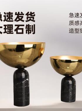 新式大理石锅盖样板房售楼部卧室书房客厅餐厅桌面中家居饰品摆件