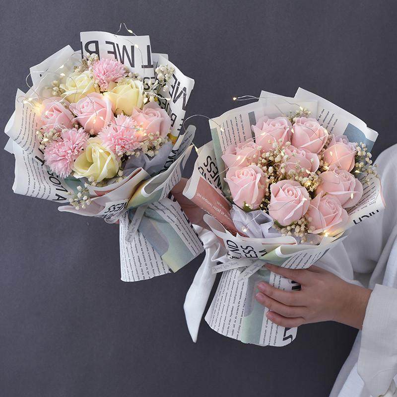 实用生日花束向日葵玫瑰香皂小款花束成品送男女朋友闺蜜同事链衡