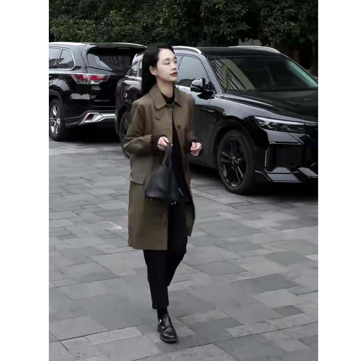 好货慵懒风净版翻领风衣外套女秋季新款遮肉显瘦时尚欧货上衣爆款