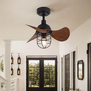 美式复古风扇820寸灯扇灯商用工吊业小尺家餐厅卧室阳台静用音电