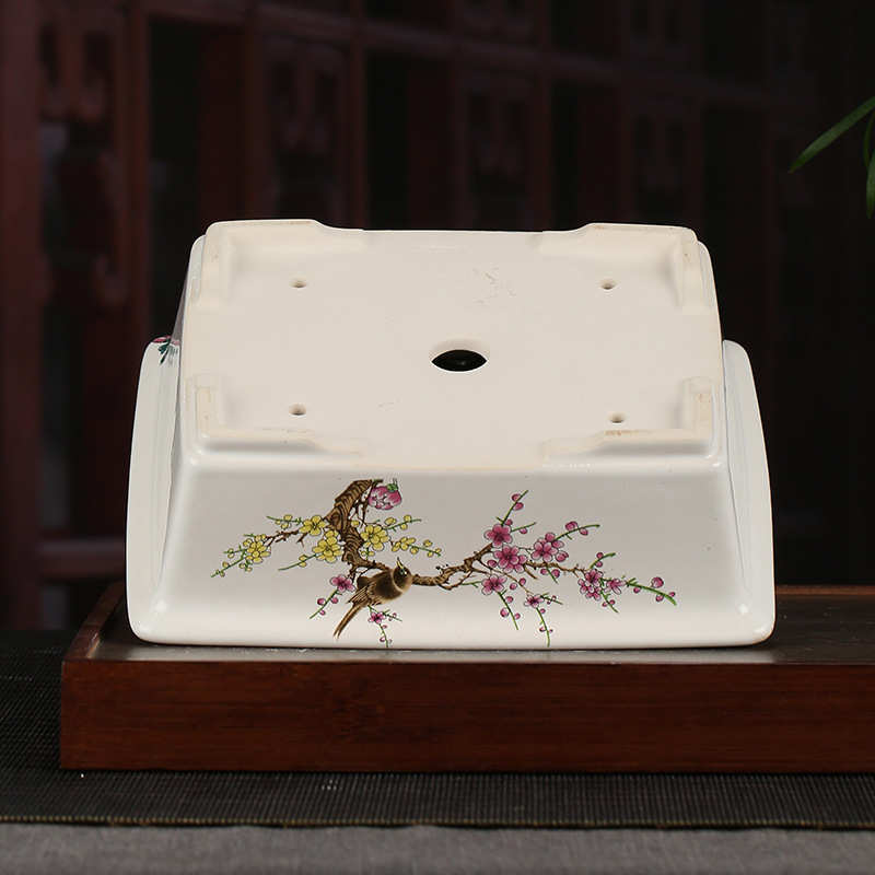 彩绘紫砂花盆批发长方形复古装饰盆景盆桌面文竹多肉花盆YZCH19