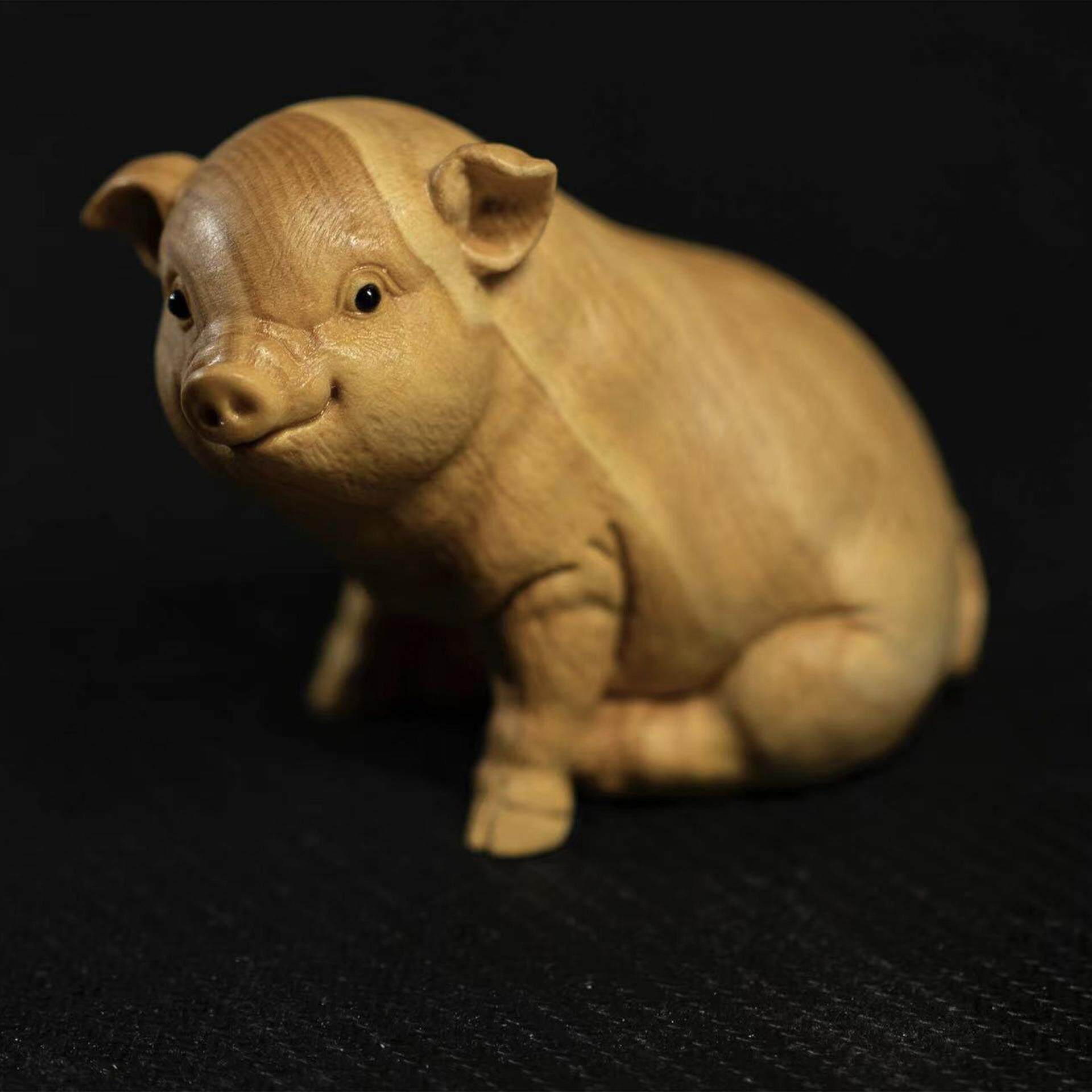 金猪送福木雕猪小叶黄杨木雕木雕摆件木雕动物茶宠文玩手把件